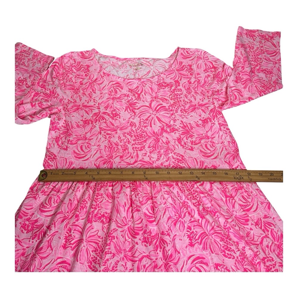 Lilly Pulitzer Pink Paradise Twirl Skirt Long Sleeve Dress Size Medium - Picture 8 of 12